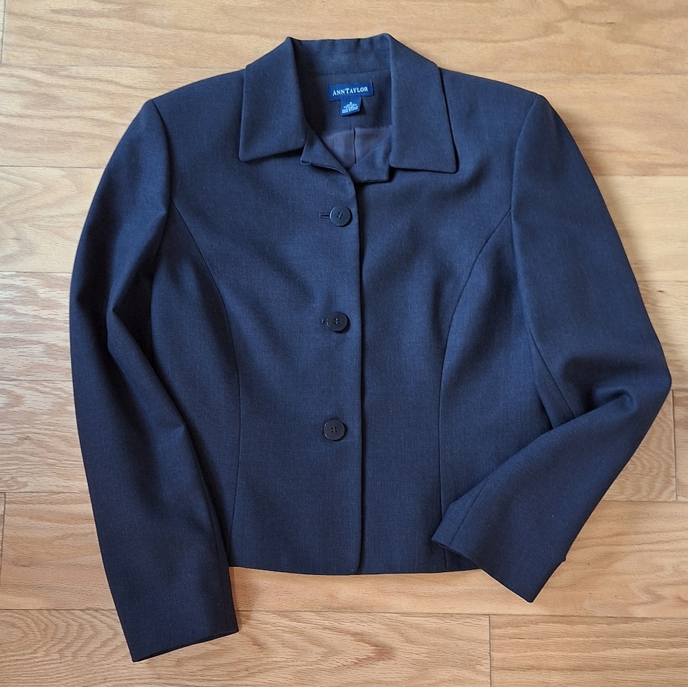 Ann Taylor Classic Brown Fitted Button-Front Blazer
